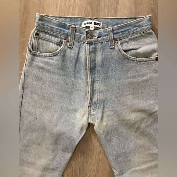 Redone vintage levi’s 501 size 24 high rise straight cropped jeans - Picture 11 of 16